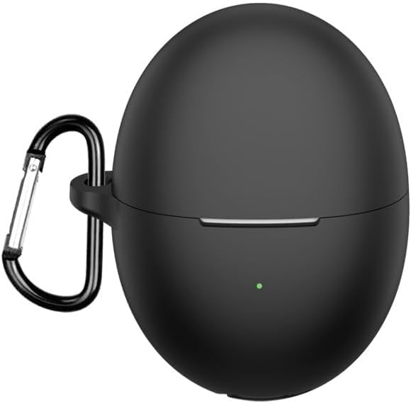 Coverzone Huawei Freebuds 6 ile Uyumlu Kılıf Koruyucu Yumuşak Silikon Darbeye Dayanıklı Koruyucu Kılıf Yüksek Kaliteli Silikon Huawei Freebuds 6 için Kancalı kılıf (Siyah)