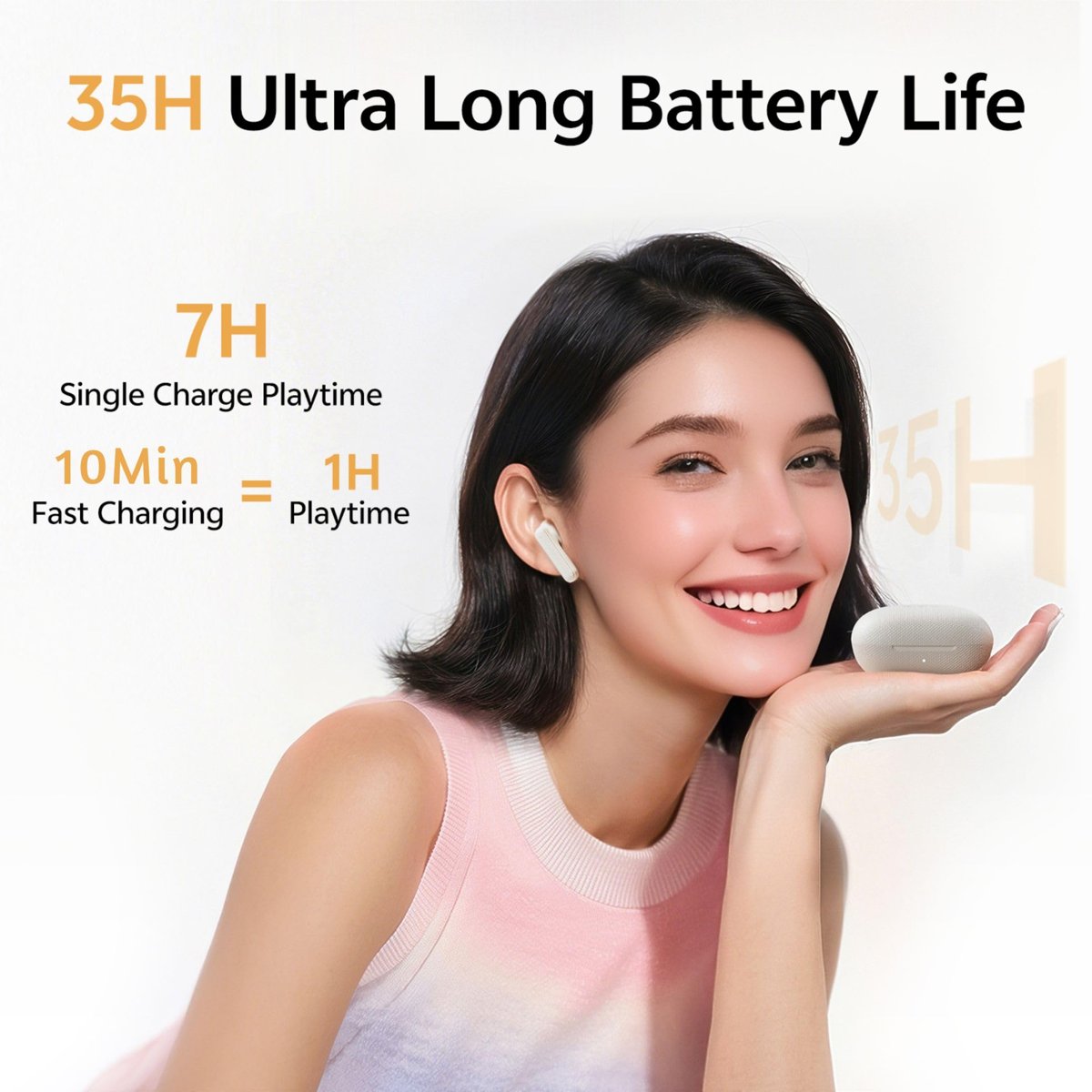 QCY Buds Bluetooth Kulaklık - Şık Tasarım - iPX4-35 Saat Ultra Uzun Pil Ömrü - Düşük Gecikme 0.06s -AI Gri