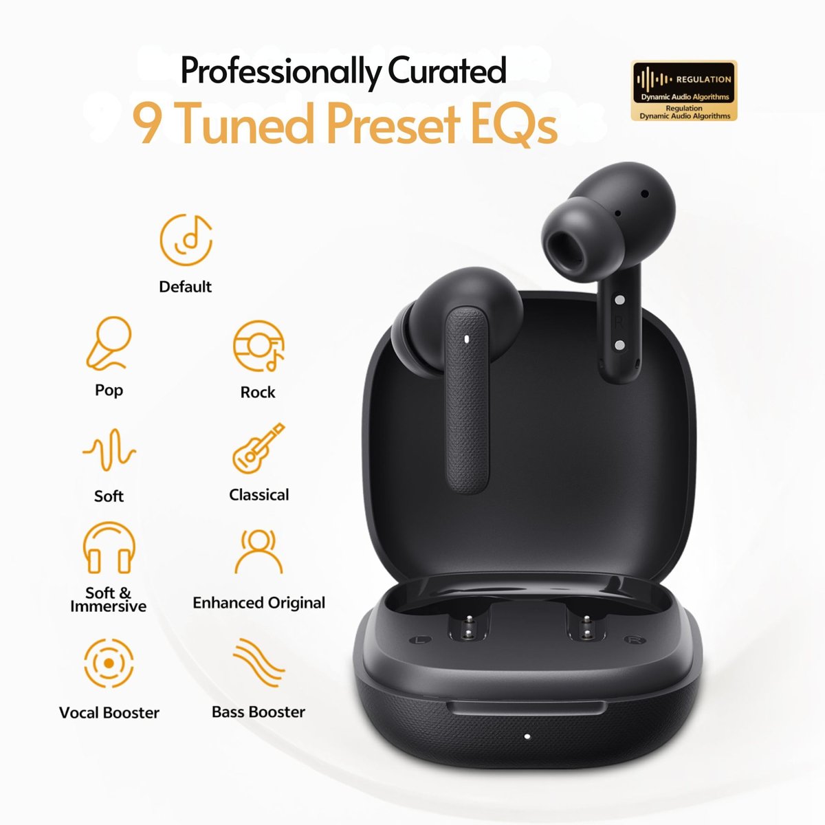QCY Buds Bluetooth Kulaklık - Şık Tasarım - iPX4-35 Saat Ultra Uzun Pil Ömrü - Düşük Gecikme 0.06s -AI Gri