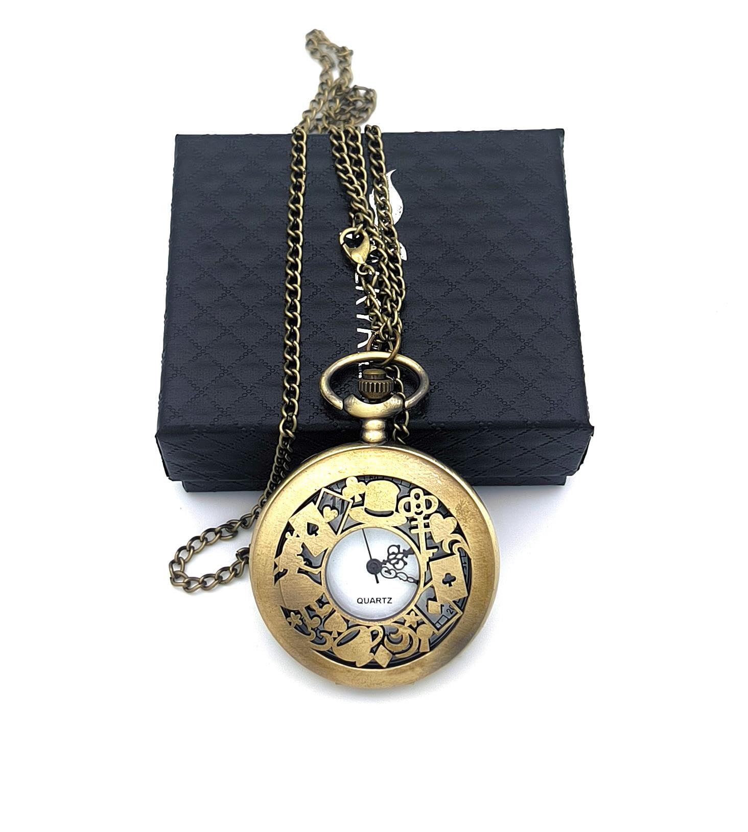 Valkyrie Alice Harikalar Diyarı Temalı Vintage Bronz Cep Saati - Kolye Köstekli Retro Hediye