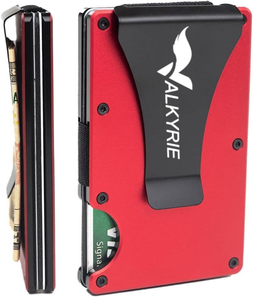 Valkyrie RFID Korumalı Alüminyum Metal 20 Kart Kapasiteli İnce Hafif Güvenli Kartlık Kırmızı