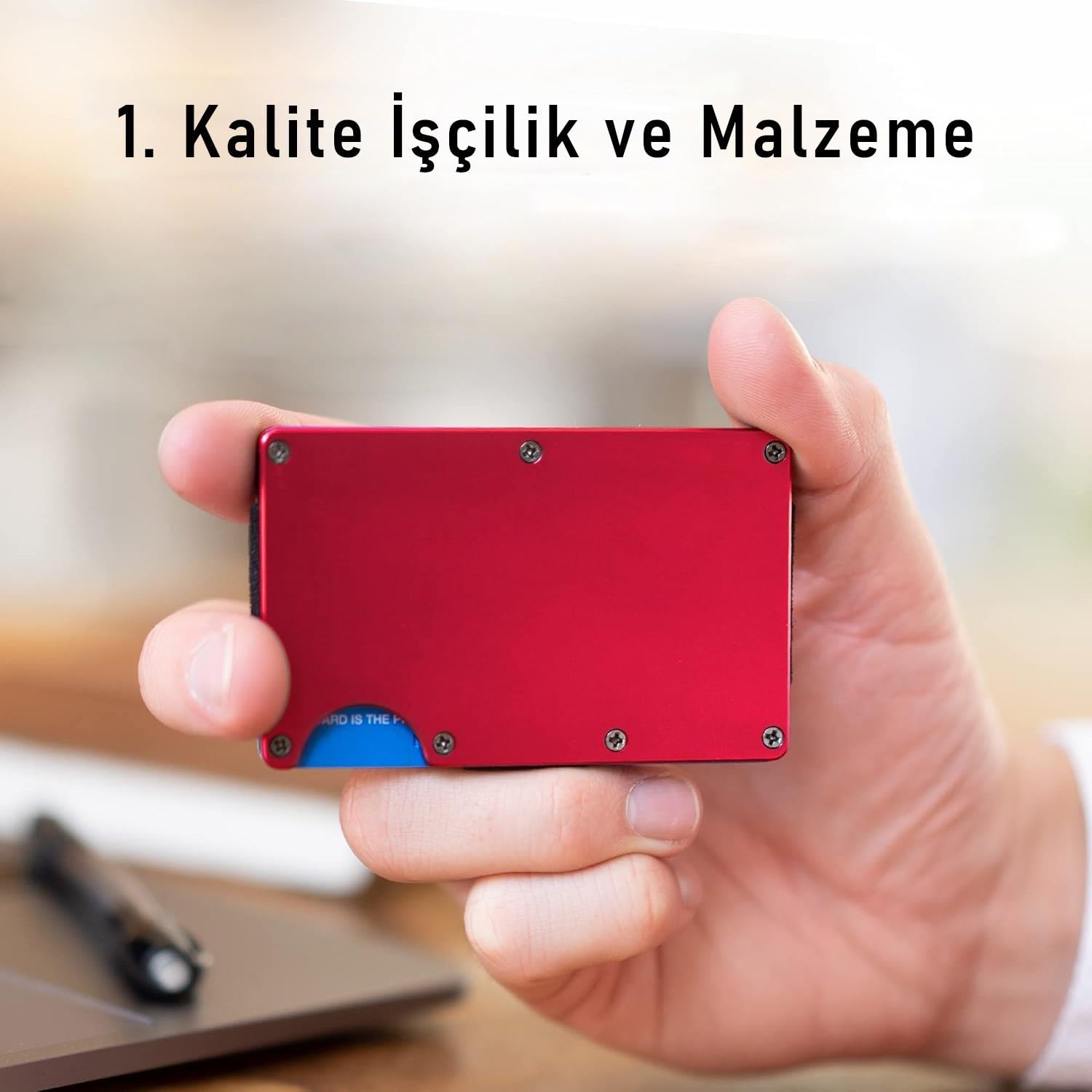 Valkyrie RFID Korumalı Alüminyum Metal 20 Kart Kapasiteli İnce Hafif Güvenli Kartlık Kırmızı