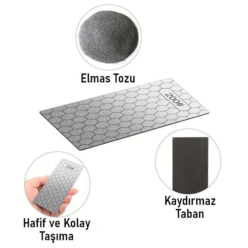 Valkyrie 3 Adet Elmas Biley Seti Bıçak Bileme Taşı Sulu veya Susuz Biley Uzun Ömürlü Aşınmaz 200 400 1000 Grit