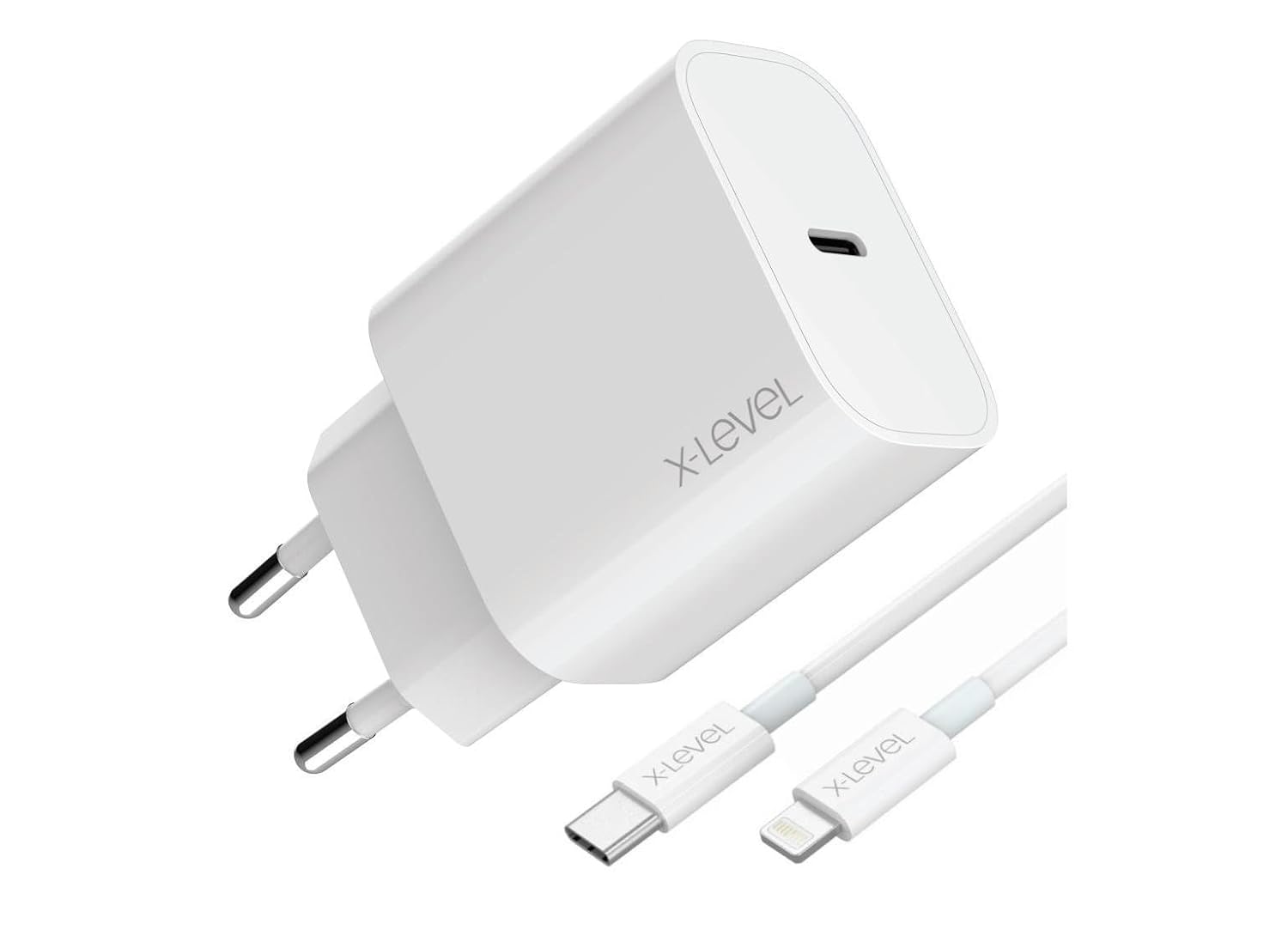 X-Level 20W Hızlı Şarj Adaptör Seti - Type-C'den Lightning Kablolu, PD/QC/PPS Destekli, Akım Korumalı, Kompakt, Akıllı Çip, 3A, XC4045, Beyaz
