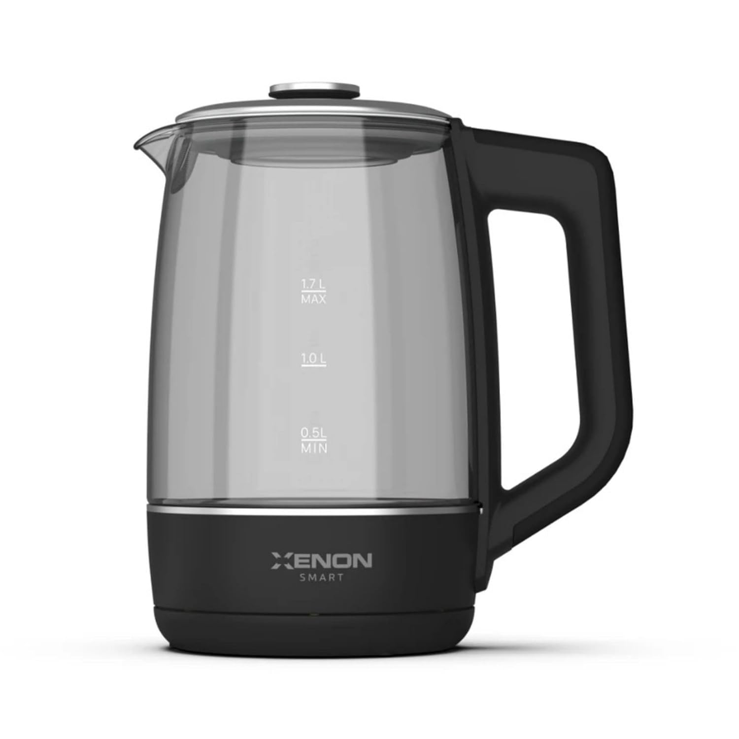 Xenon Smart Akıllı Kettle Paslanmaz Çelik Mobil Uygulama Kontrollü Otomatik Kapanma Hızlı Kaynatma Kolay Temizlik Kaçak Akım Korumalı Led Işıklı Cam Hazneli Su Isıtıcısı 1.7 Lt (Siyah) X7103