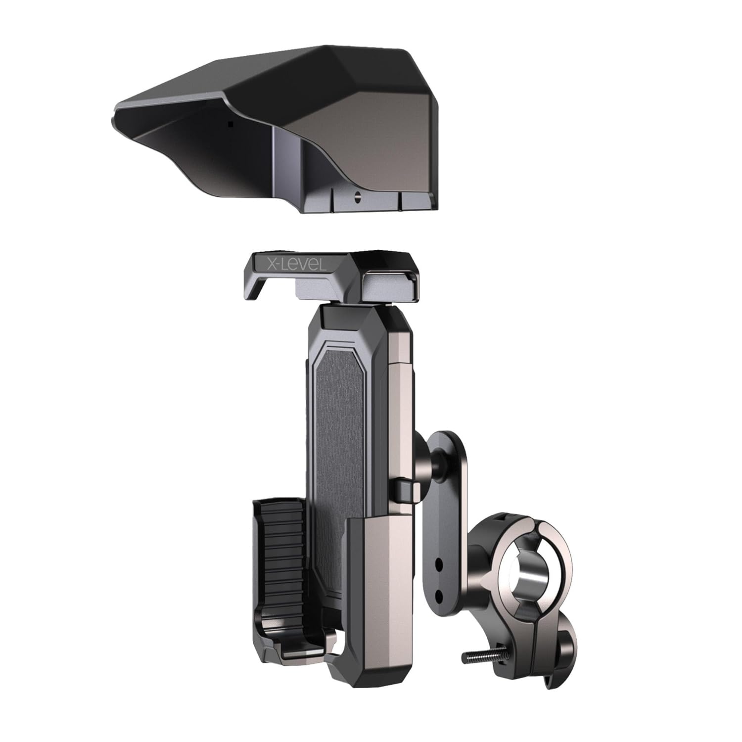 X-Level Universal Motosiklet Bisiklet Gidon Telefon Tutucu, 360 Derece Dönebilir, Suya Güneşe Karşı Koruma Kapaklı, Sabit ve Güvenilir Tutuş, Kalın Alüminyum Taban, Kaymaz Slikon Ped, XCH2010, Siyah