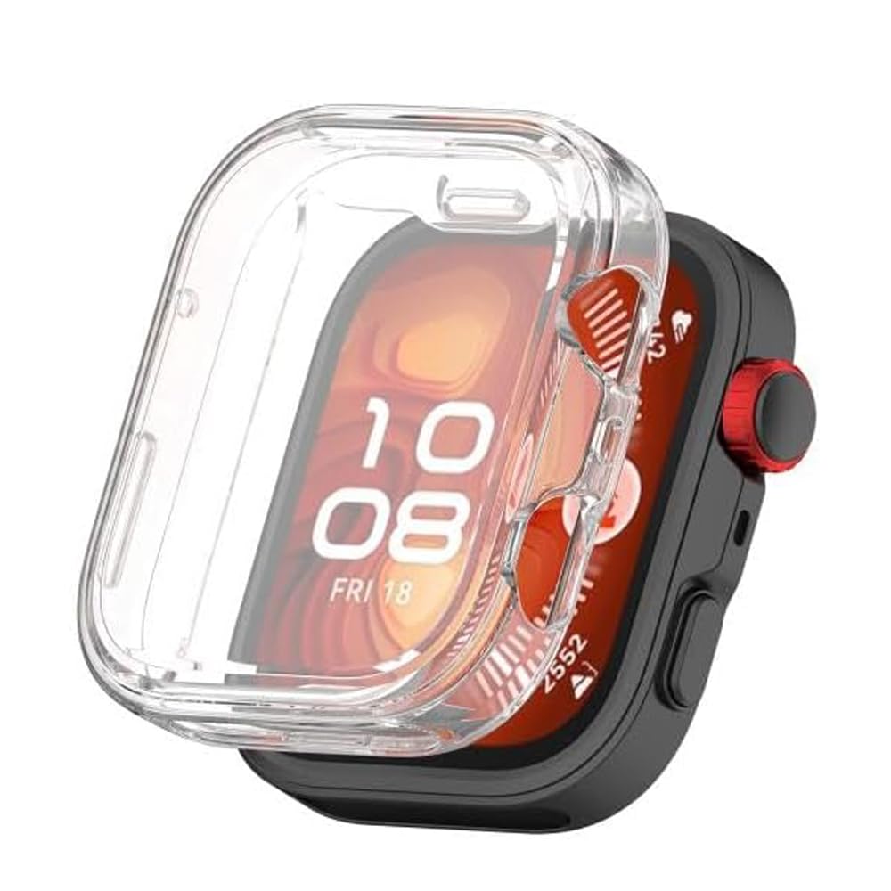 Coverzone Huawei Watch Fit 4 ile uyumlu 360° Kasa Koruyucu Kılıf Yumuşak TPU Ekran Koruyuculu Dokunmatiği Etkilemeyen Saatin Çevresini Tam Kavrayan Darbelere Karşı Silikon Koruyucu Şeffaf