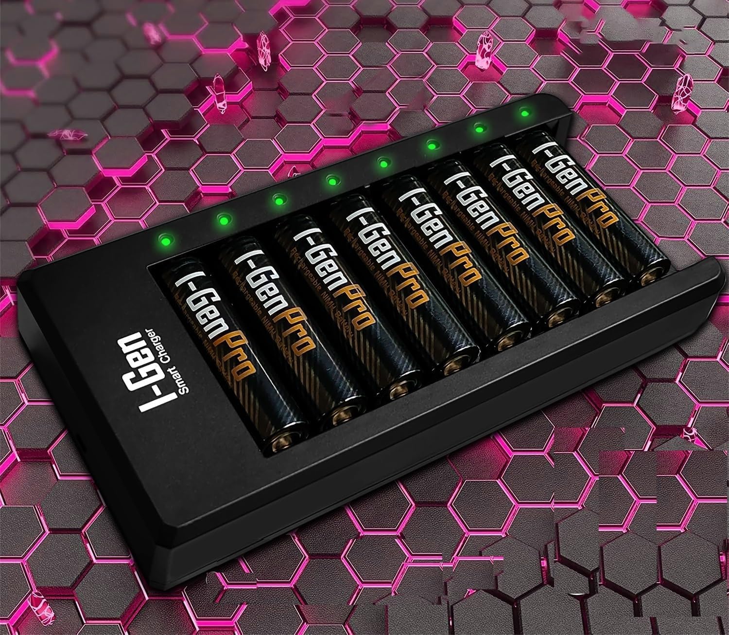 I-Gen G829 8'li Pil Şarj Aleti + 8 Adet AA Pro 2950 mAh Şarj Edilebilir AA Şarjlı Kalem Pilli Set 1.2V Ni-MH