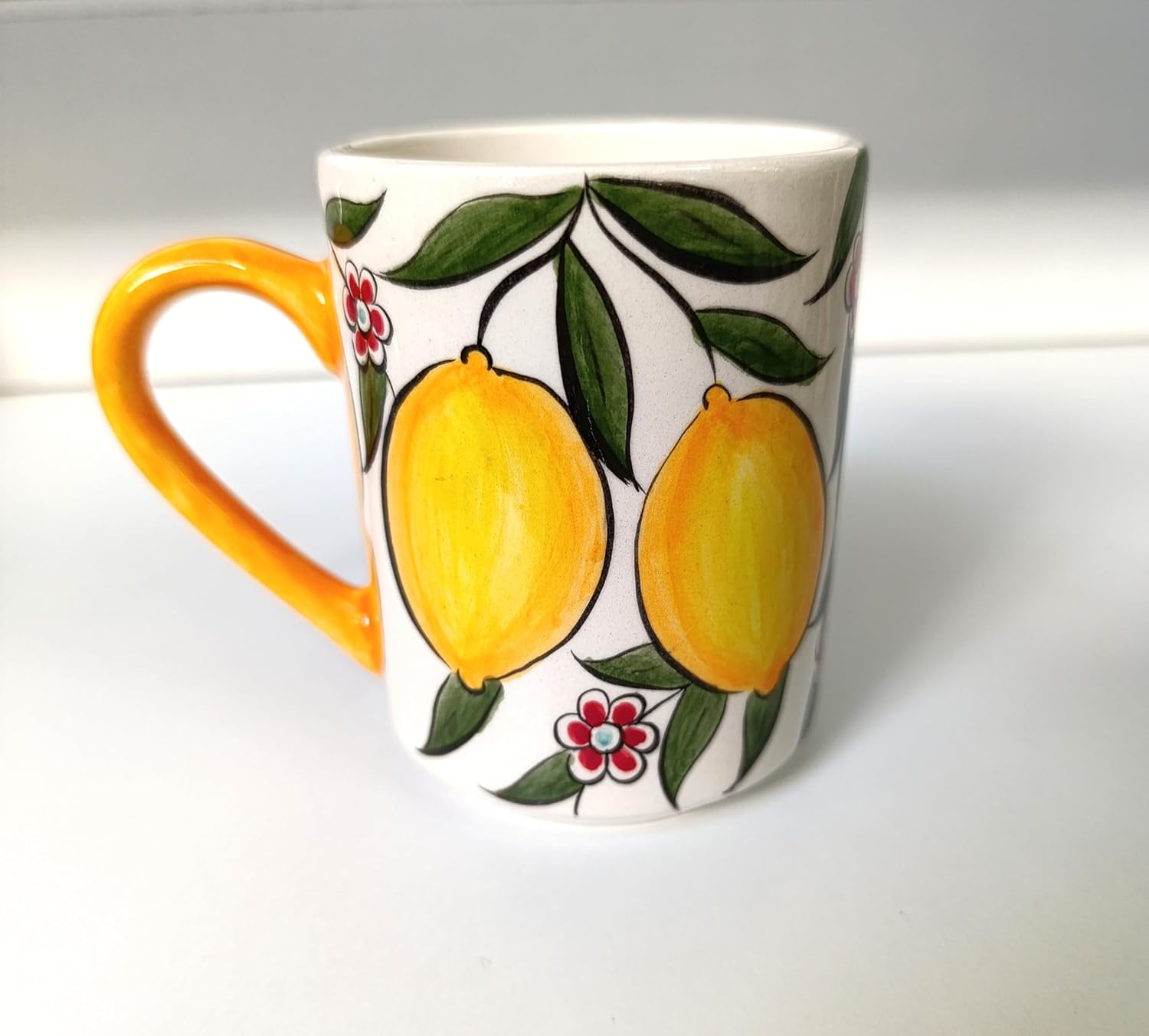 Ayosse El yapımı seramik kupa limon desenli