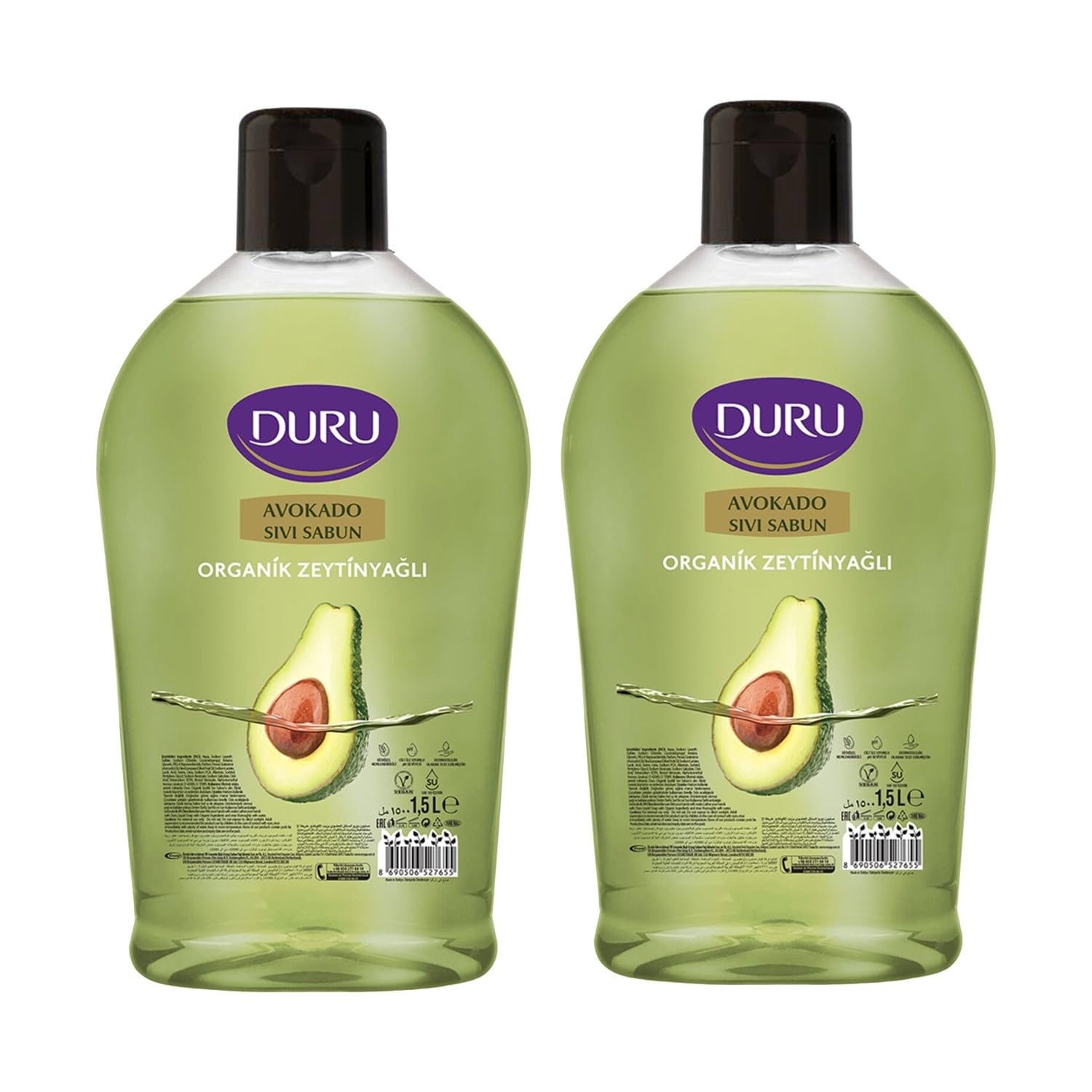 Duru Avokado Organik Zeytinyağlı Sıvı Sabun, 1500 ml, 2'li Paket