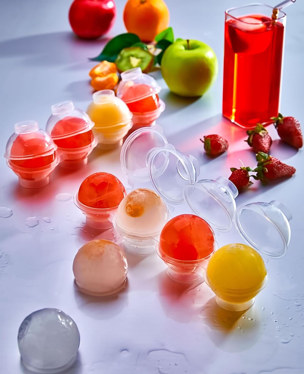 Buz Kalıbı Kabı Top Şeklinde Buz Yapma Dondurucu Kalıbı Buzluk Küre 4'lü Şekil Kolay Kullanım