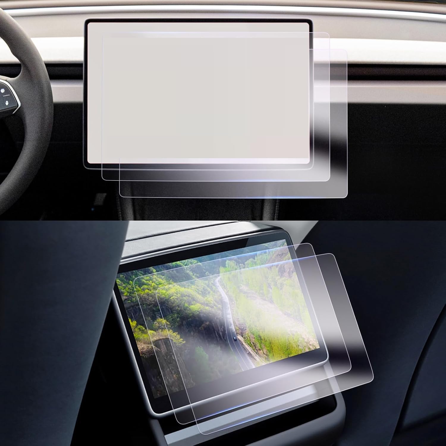 Tesla Model Y Juniper Uyumlu 2025 2026 15.4 inç Multimedya Ekran ve 8 inç Dokunmatik Ekran 9H Nano Ekran Koruyucu Set