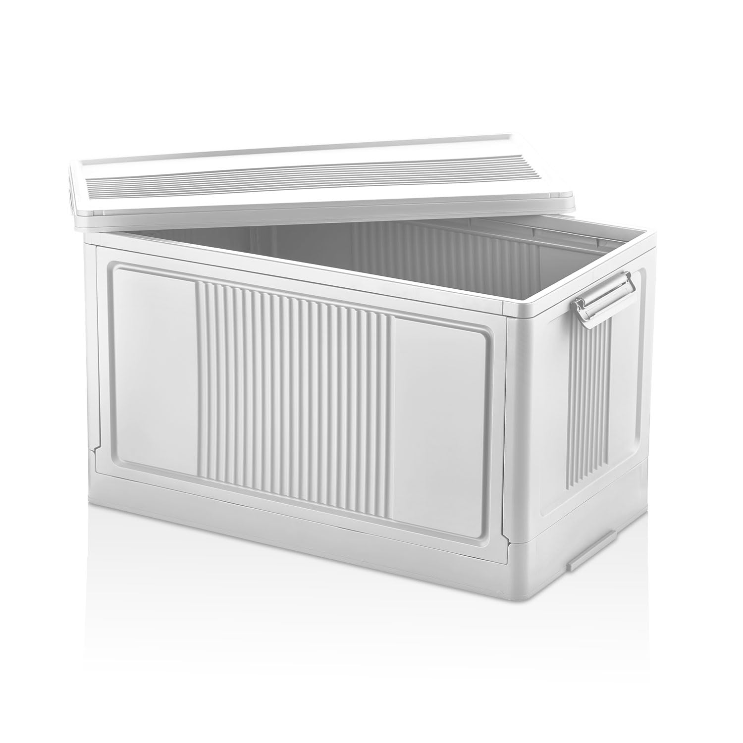 MallArt® Tekerlekli Saklama Kutusu, 90L Hacim, 69,5x47,5x40,5 cm, Şeffaf Plastik, Kilitli Kapaklı