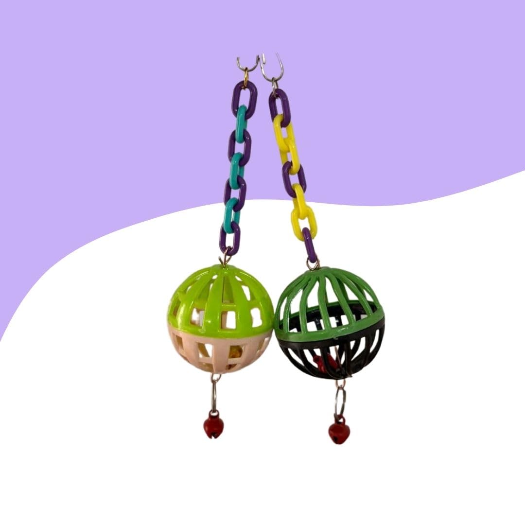 2Li Renkli Çıngıraklı Kuş Top Oyuncak 7Cm