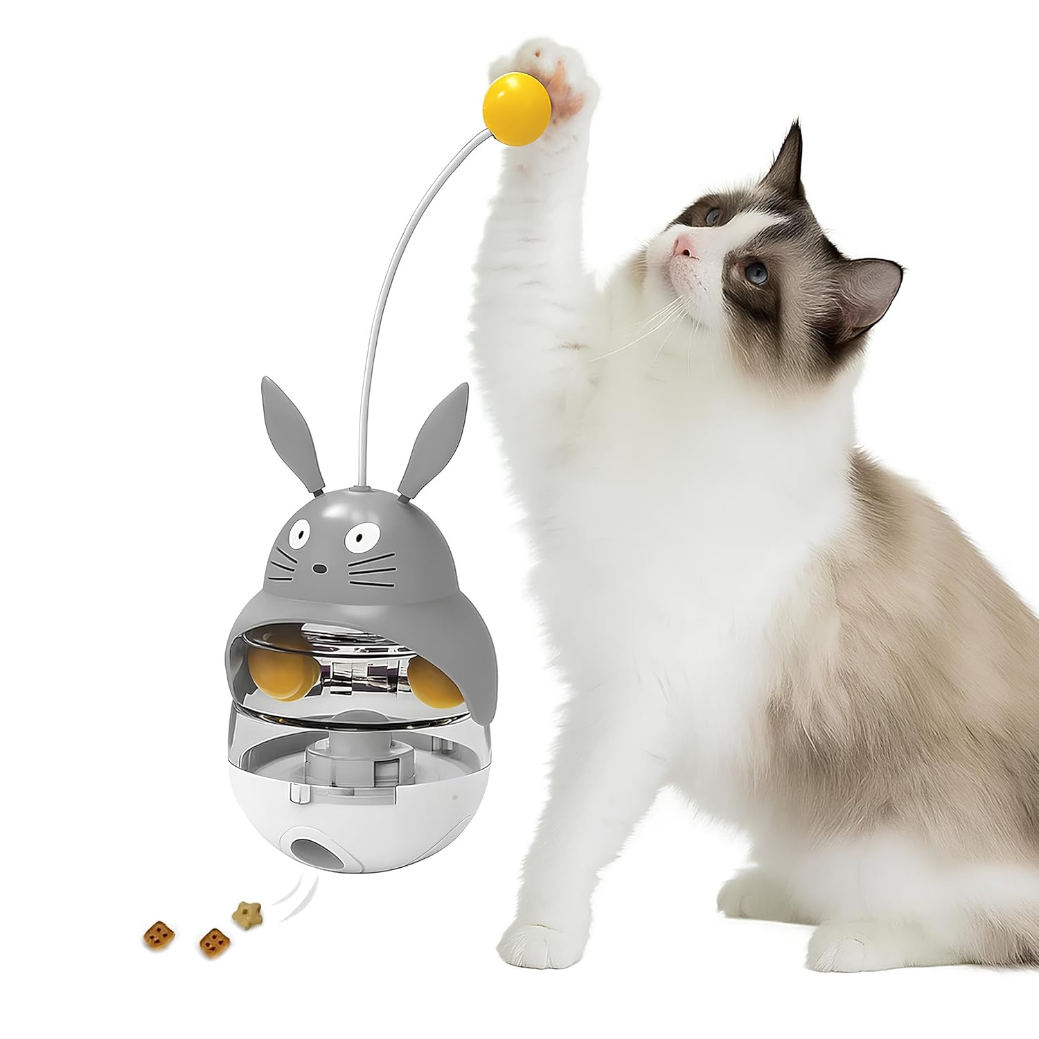 Kanji Otomatik Kedi Oyuncağı – Sallandıkça Mama Ödülü Veren Hacıyatmaz Tasarım, Kendi Kendine Eğlenen Etkileşimli Kedi Oyuncağı, Dayanıklı ve Dengeli Tumbler