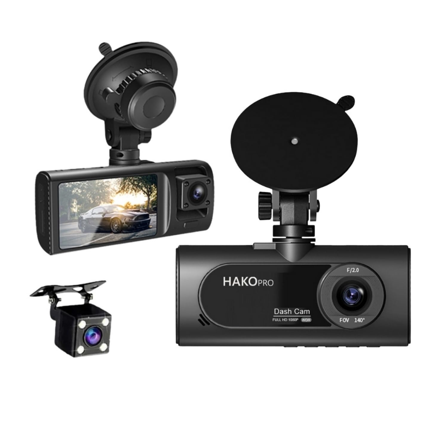 Hakopro 1080P Ön ve Arka Kameralı 2.0" IPS HD Ekran, Wifi ve G Sensörlü Akıllı Araç Kamerası CMR100