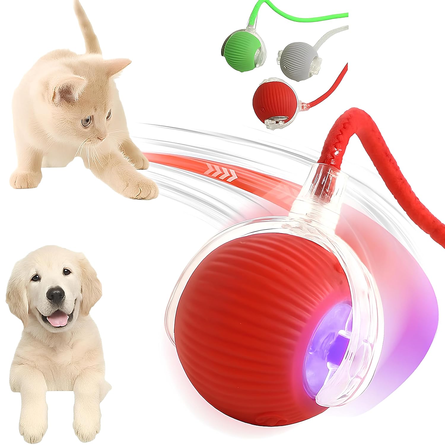 Kanji Akıllı Evcil Hayvan Oyuncağı – Kediler ve Küçük Köpekler için Otomatik Dönme Toplu Kuyruklu Fare Oyuncağı | LED Işıklı. Sesli. Etkileşimli Eğitim Oyuncağı