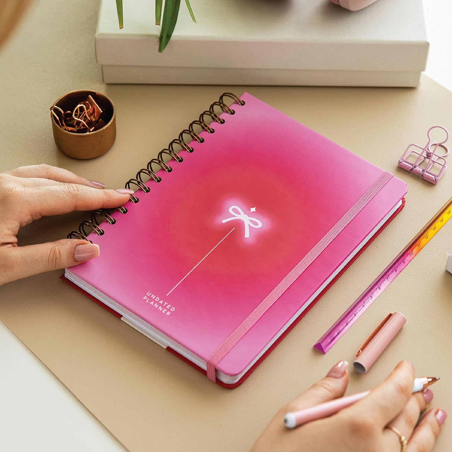 A5 Spiralli Süresiz Renkli Planlayıcı Ajanda Motivasyon Sayfalı Aura Kurdele