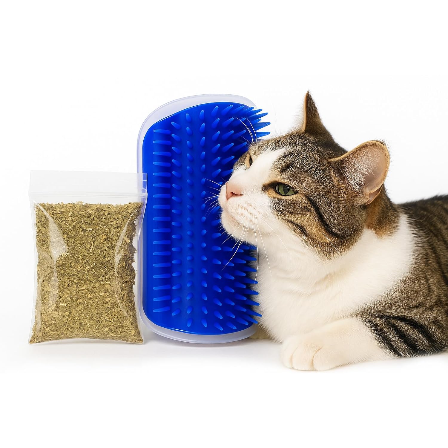 Kanji Kedi Köşe Masaj Tarağı – Kedi Nanesi Hazneli, Kendini Tarayan Duvar Köşesi Tarağı, Kedi Çekici Catnipli Tarak Aparatı