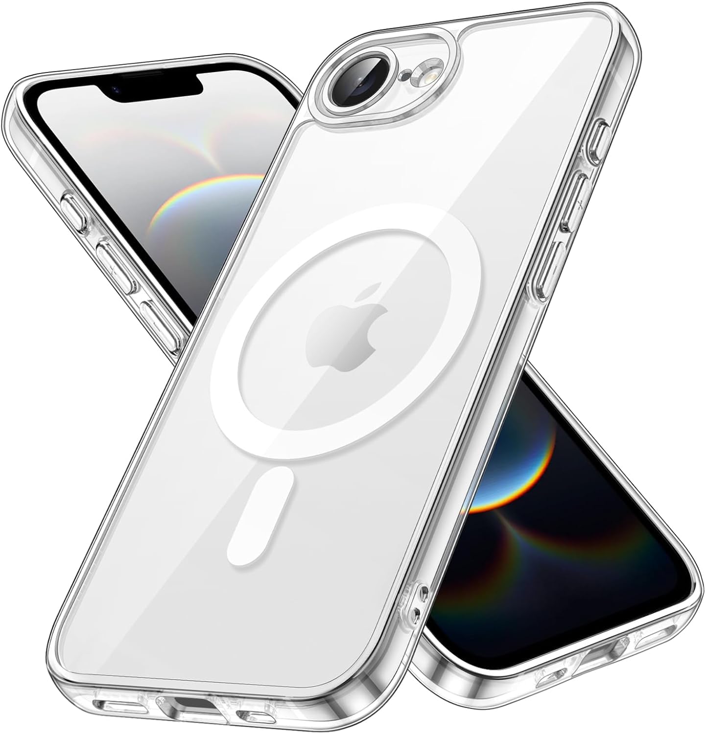HARVORTEZ iPhone 16E MagSafe Uyumlu Güçlü Manyetik Kılıf, PC Çevre Dostu Malzeme, Logo Görünür Kapak, TamUyumlu, Köşe Darbe Emicili Zarif Case (Şeffaf)