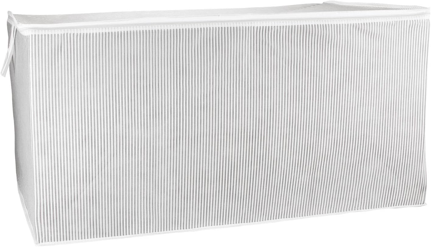 Sogex Çok Amaçlı Saklama Hurcu, Gri-Beyaz Çizgili, Fermuarlı, 80 x 40 x 60 cm