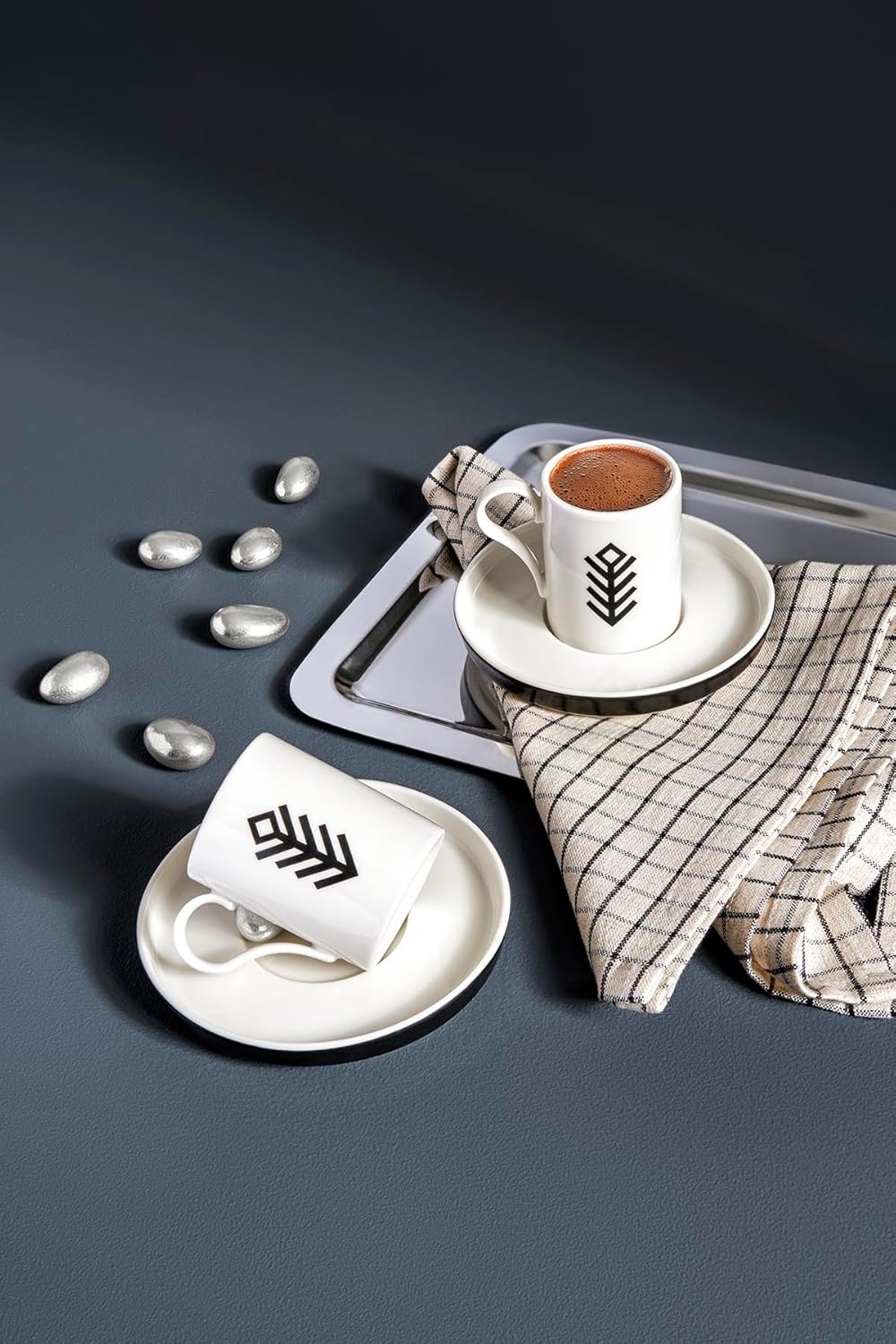 Kütahya Porselen Bone Desire 4 Parça 2 Kişilik Kahve Takımı Bereket Sembolü