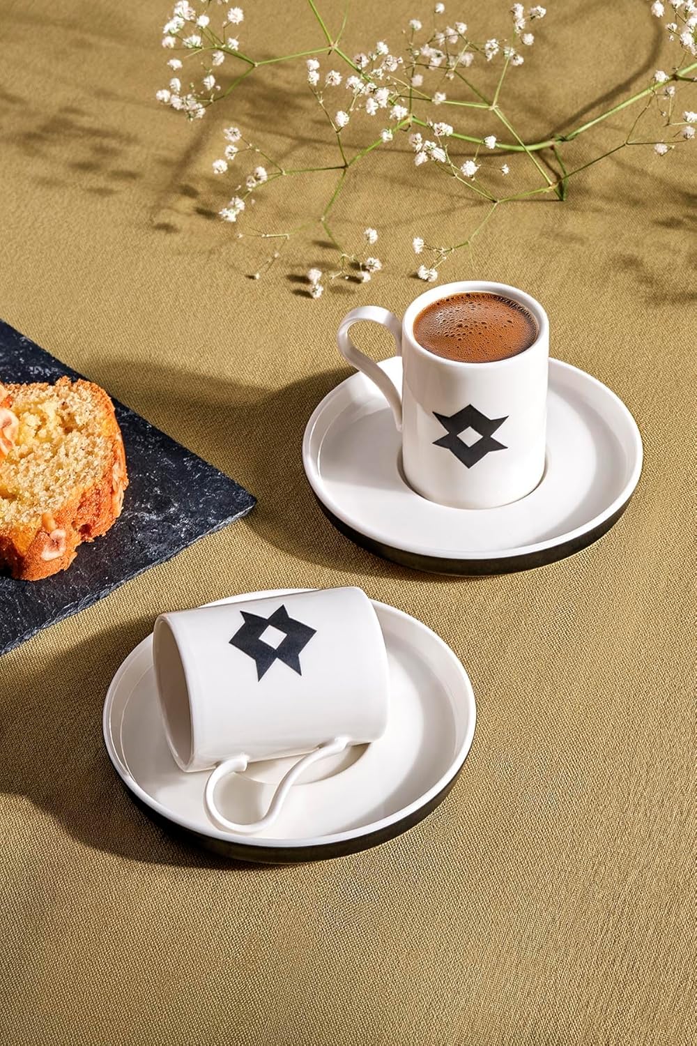Kütahya Porselen Bone Desire 4 Parça 2 Kişilik Kahve Takımı Mutluluk Sembolü
