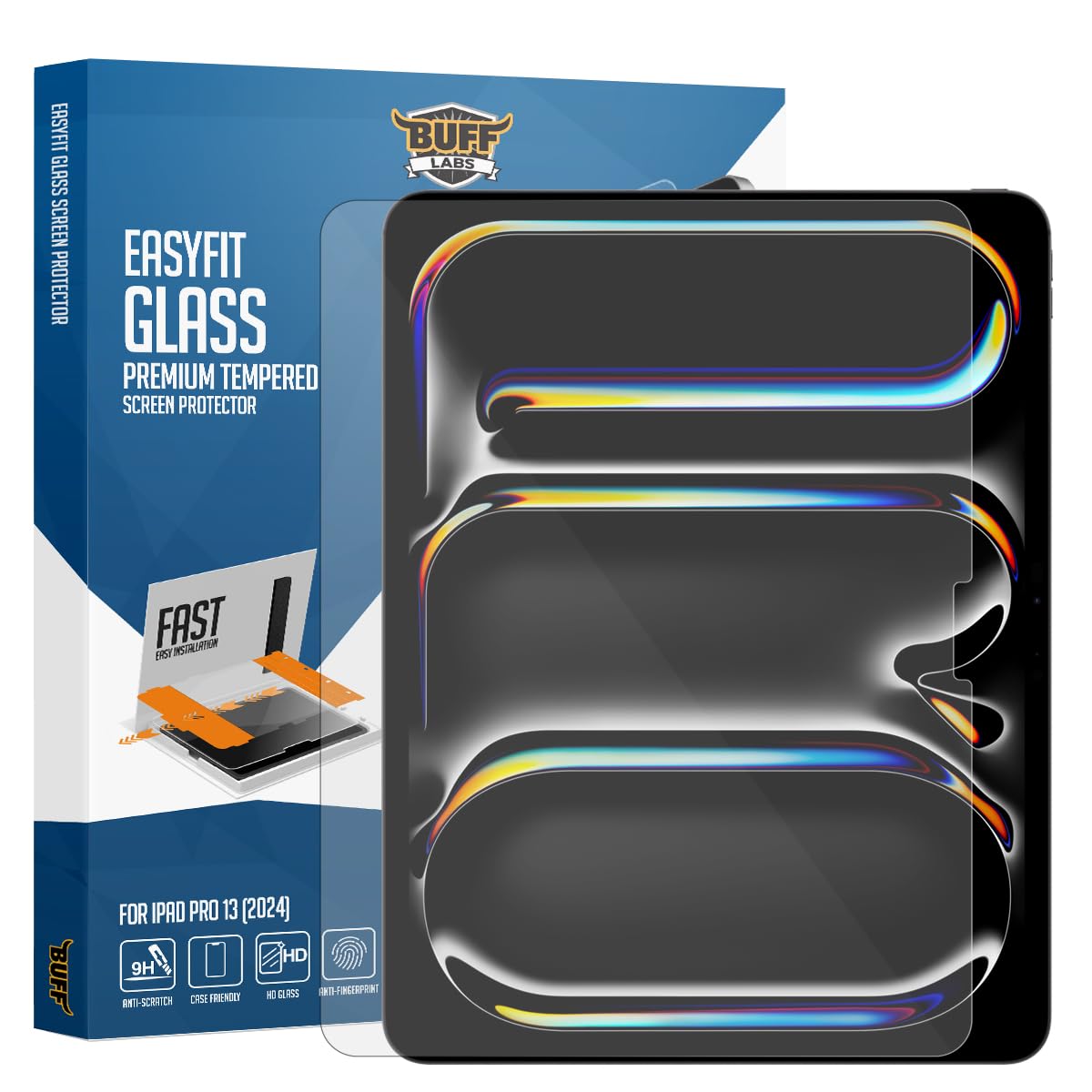 Buff iPad Easyfit Glass Cam Kolay Uygulama Aparatlı Ekran Koruyucu Temperli Cam (Pro 13 inch 7. Nesil 2024)