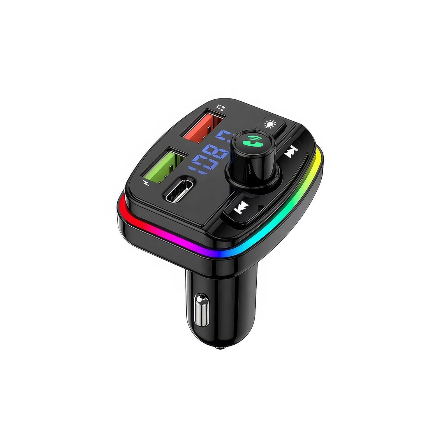 Bluetooth Araç Kiti – FM Transmitter, Type-C & Çift USB Hızlı Şarj, Eller Serbest Arama, Kablosuz Müzik, TF Kart & USB Destekli Araç Şarj Cihazı
