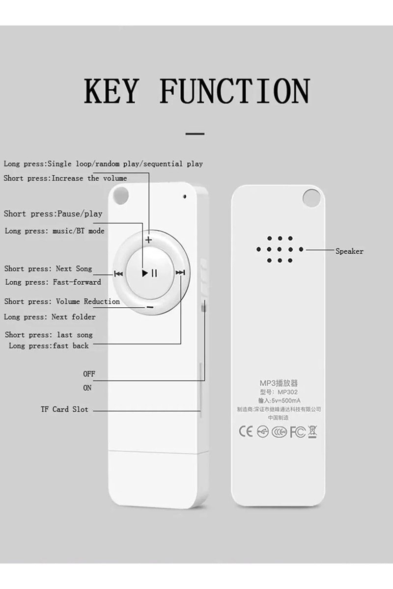 Tastech Bluetooth Lu Mp3 Player Dahili Hoparlör Kablolu Ve Kablosuz Kulaklık Ile Kullanabilme Mini Mp3 Çalar Siyah