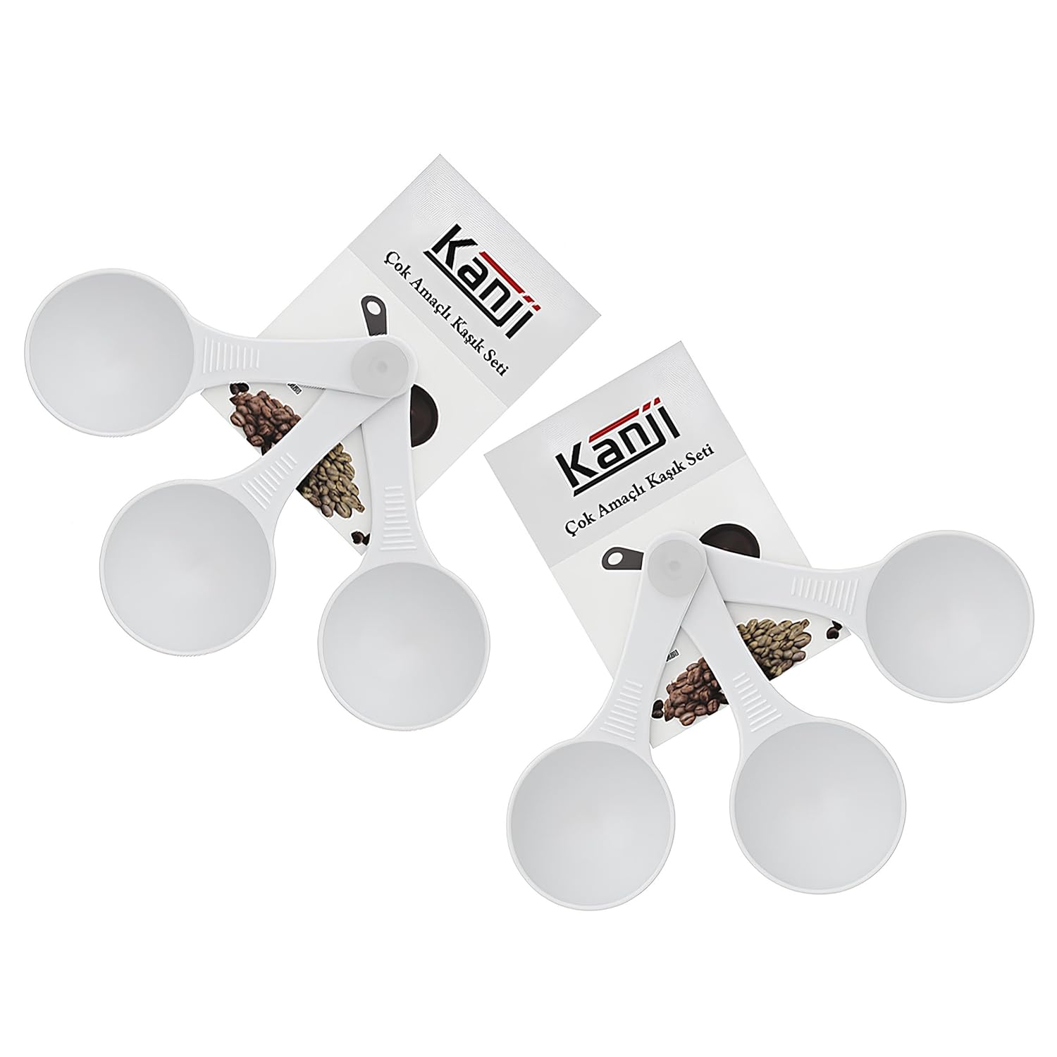 Kanji 6'lı Beyaz Ölçü Kaşığı Seti (2 x 3’lü Takım) – 30 ml Plastik Gıda Ölçüm Kaşığı – Kahve, Mama, Baharat ve Toz Karışımlar İçin Gıda Temasına Uygun Pratik Plastik Kaşık