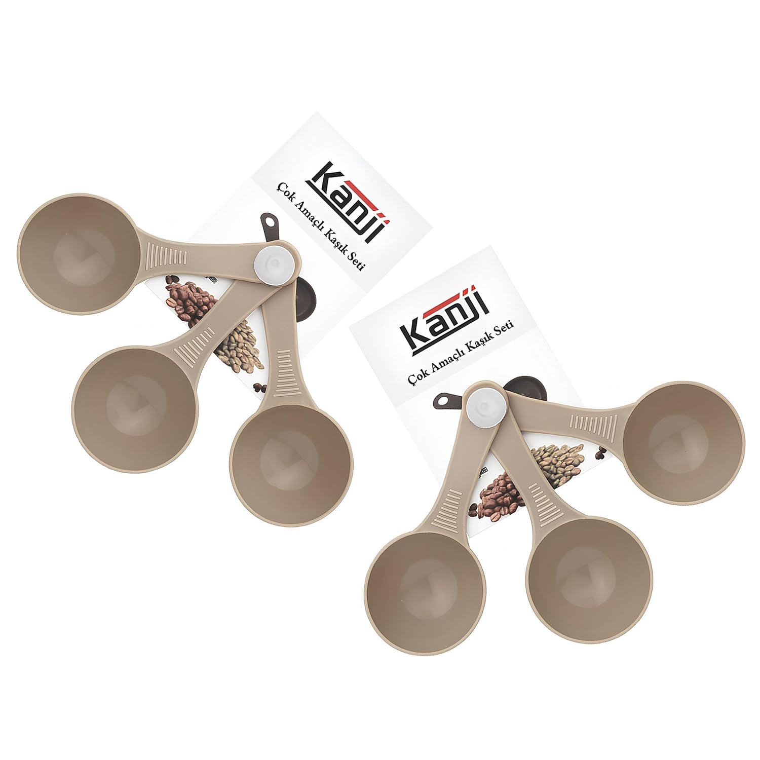 Kanji 6'lı Bej Ölçü Kaşığı Seti (2 x 3’lü Takım) – 30 ml Plastik Gıda Ölçüm Kaşığı – Kahve, Mama, Baharat ve Toz Karışımlar İçin Gıda Temasına Uygun Pratik Plastik Kaşık