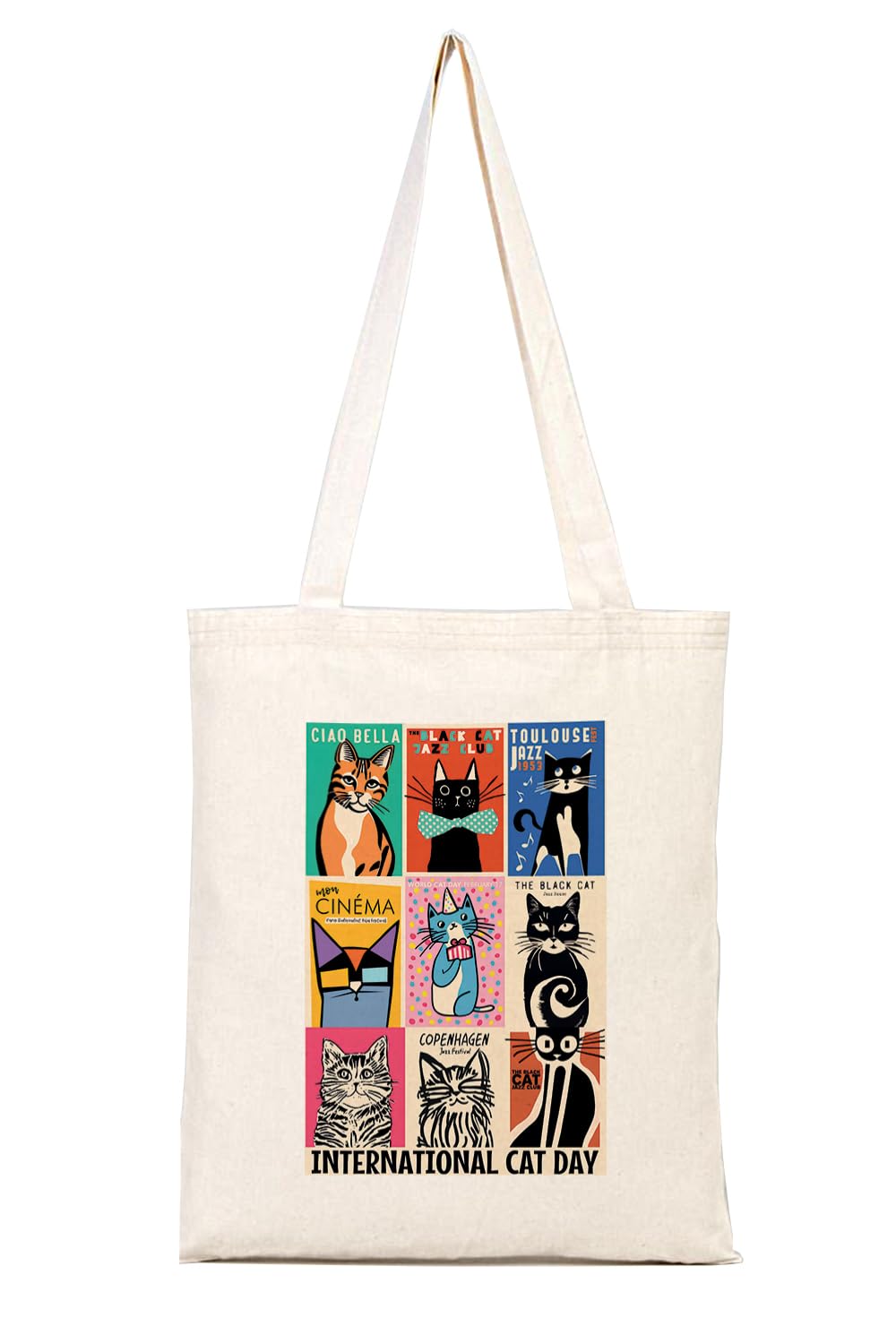 Retro Kedi Tasarımları Bez Çanta