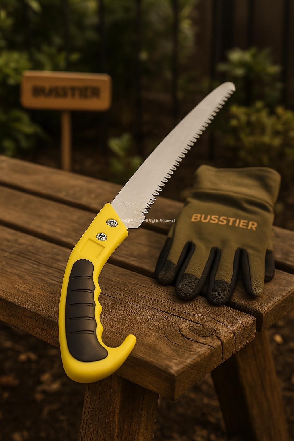 Busstier Budama Testeresi, 30 cm Paslanmaz Çelik Dişli Bıçak, 17 cm Ergonomik Saplı, Ağaç Dalları ve Bahçe Budama İşleri İçin El Testeresi, Hafif ve Dayanıklı Yapı