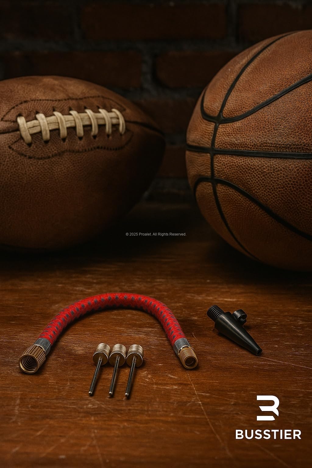 Busstier 5'li Pompa İğne Seti, Top Şişirme Ucu, Esnek Hortum Adaptörlü, Futbol Basketbol Voleybol Topu Pompa İğneleri, Yatak Bot Balon Bisiklet Şişirme Aparatı, Dayanıklı Metal İğne ve Plastik Uç