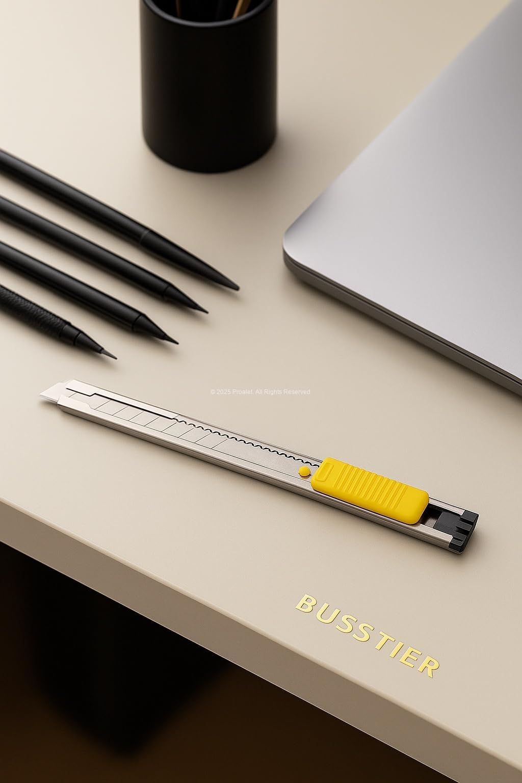 Busstier Mini Maket Bıçağı 9 mm 0.4 mm, Metal Gövdeli, Kırılabilir İnce Uçlu, Otomatik Kilitlemeli, Pratik El Aleti, Kağıt Karton Hobi ve Ofis Kesim Bıçağı
