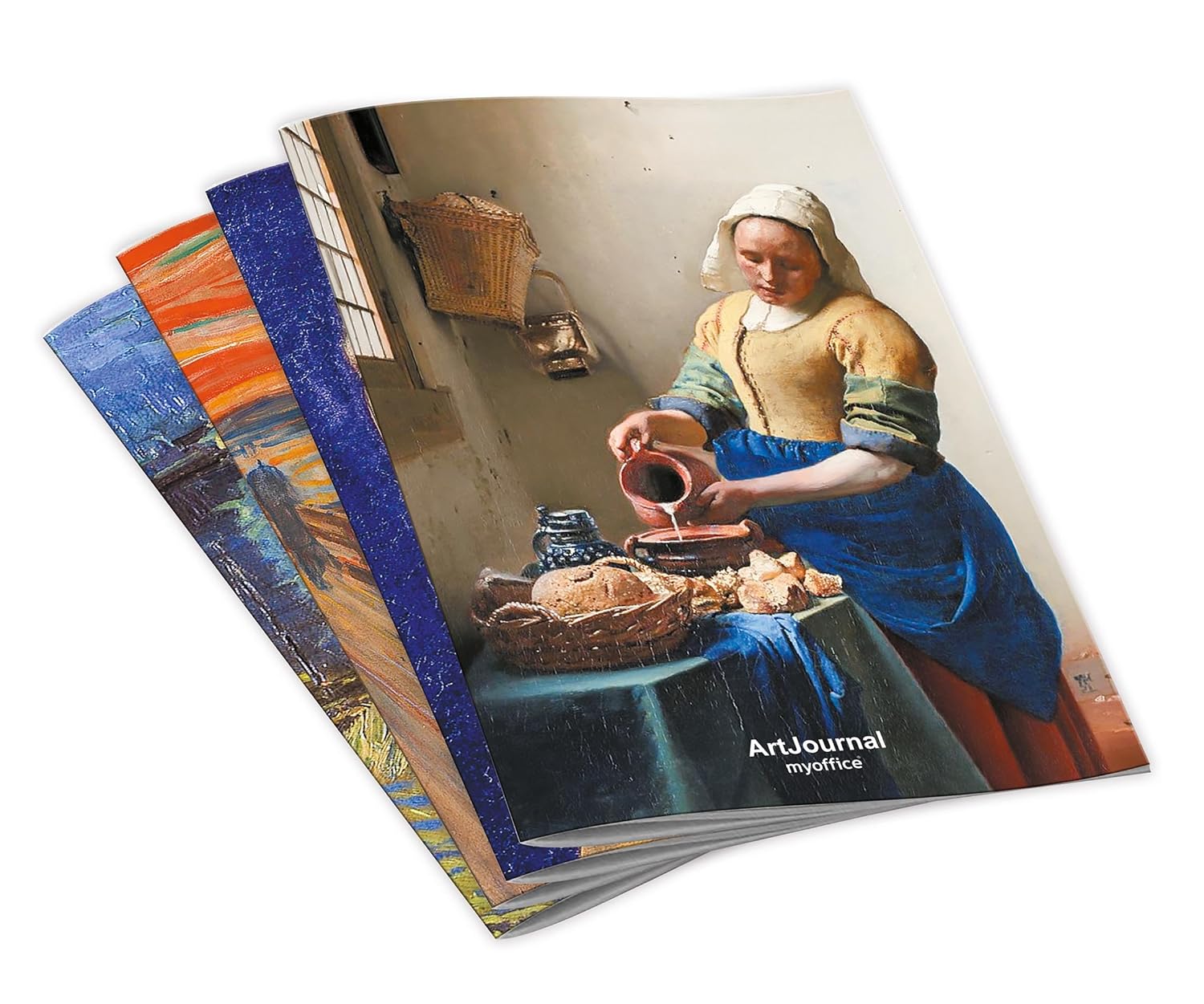 Art Journal 4’lü KARELİ Tel Dikişli Defter Seti – Renkli Karton Kapak, Hafif Holmen Kağıt, A5 – Toplam 384 Sayfa