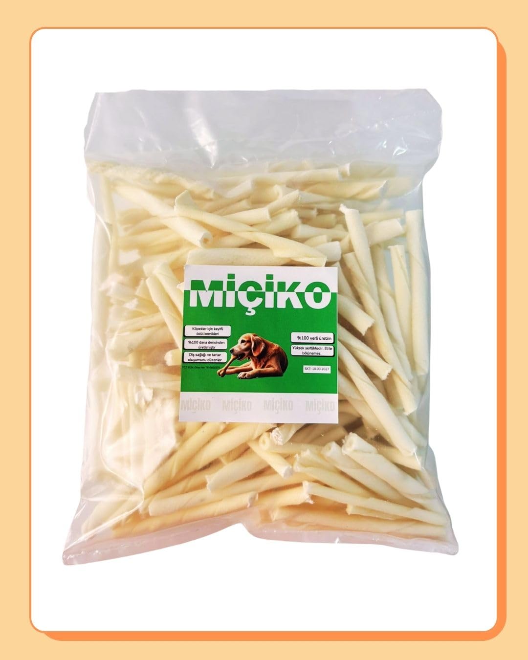 Sütlü Kırık Burgu Çubuk Ödülü Çiğneme Kemiği 500Gr