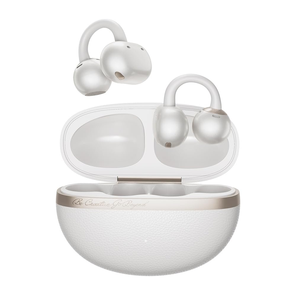 QCY Crossky C50 Kulakiçi Klipsli Açık Kulak Kablosuz Bluetooth 6.0 Kulaklık, 4 Mikrofonlu Kulaklık, 35H Çalma Süresi Kulak Manşeti, Koşu/İncelik için Rahat, IPX5 Su Geçirmez, Ultra Hafif