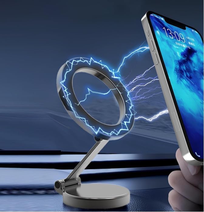 Infomax Manyetik Araç İçi Telefon Tutucu – MagSafe Uyumlu, 360° Dönebilen, Güçlü Mıknatıs, 3M Nano Yapışkan, Ayarlanabilir Kol, iPhone ve Android için Uygun