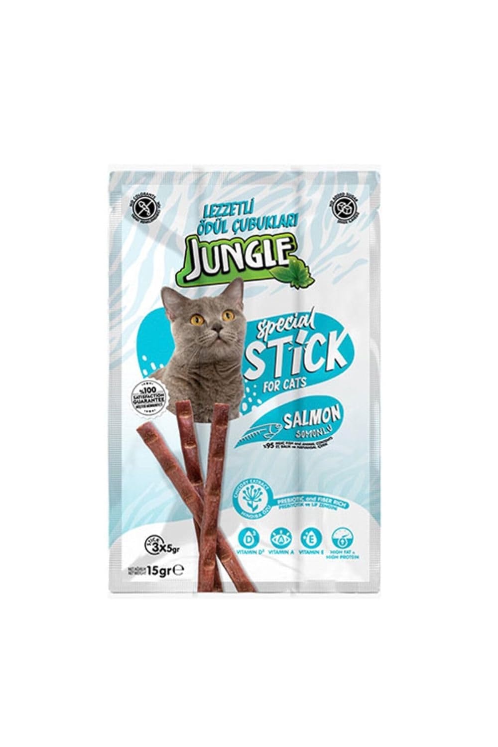 Jungle Sticks Somonlu Kedi Ödül Çubuğu 3X5 Gr