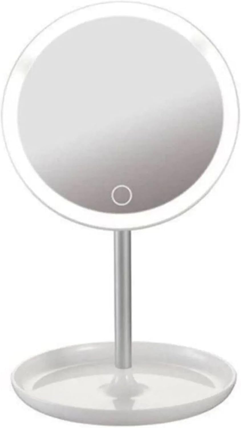 Infomax Dokunmatik LED Işıklı Makyaj Aynası | USB Bağlantılı, Ayarlanabilir Parlaklık, Masaüstü ve Portatif, Yuvarlak Tasarım - BEYAZ