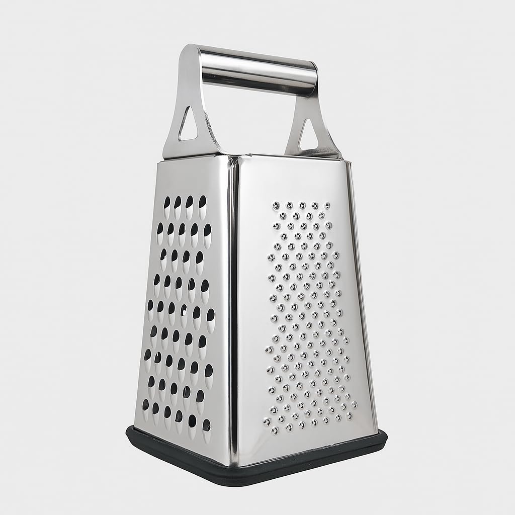 MallArt® Paslanmaz Çelik 4 Taraflı Rende – 24 cm | Çok Amaçlı Mutfak Rendeleme Aracı | Peynir, Sebze, Meyve ve Patates için | Kaymaz Tabanlı & Ergonomik Saplı