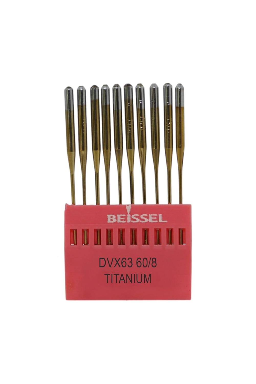BEISSEL Beissel DVx63 Sanayi Tipi Reçme Makinesi İğnesi 8/60 Numara Altın SES uçlu 10 Adet (1 Paket)
