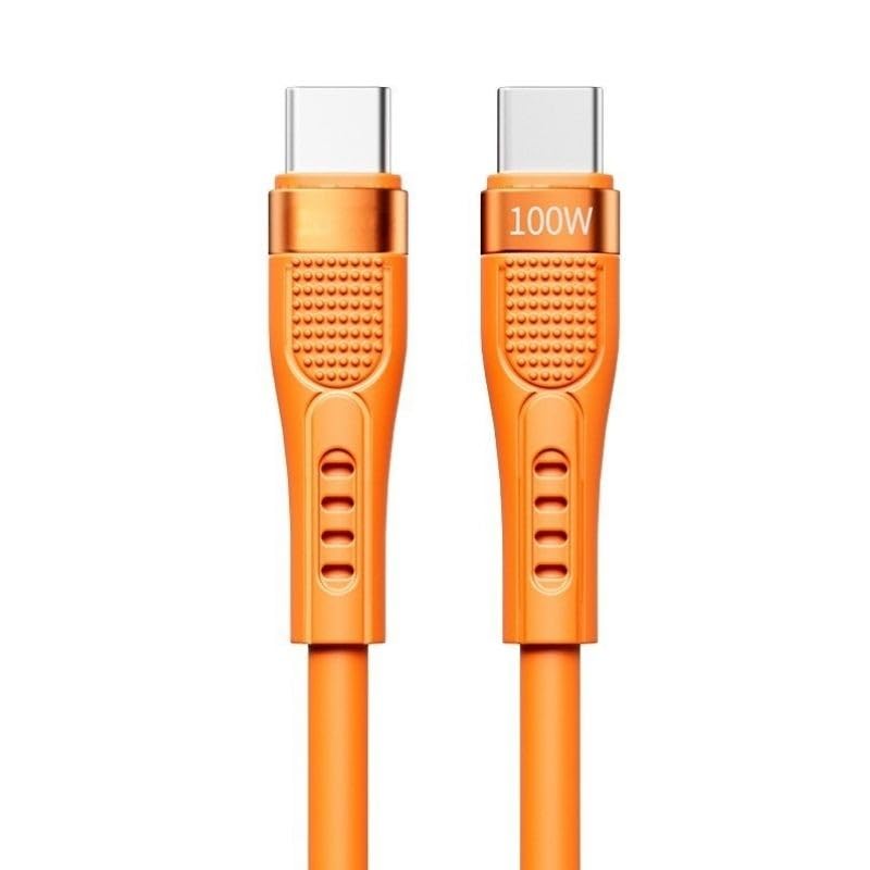 PDATeknoloji 100W Type-C to Type-C Hızlı Şarj ve Data Kablosu 1.3m AZ-B03a (2 Farklı Renk) (turuncu)