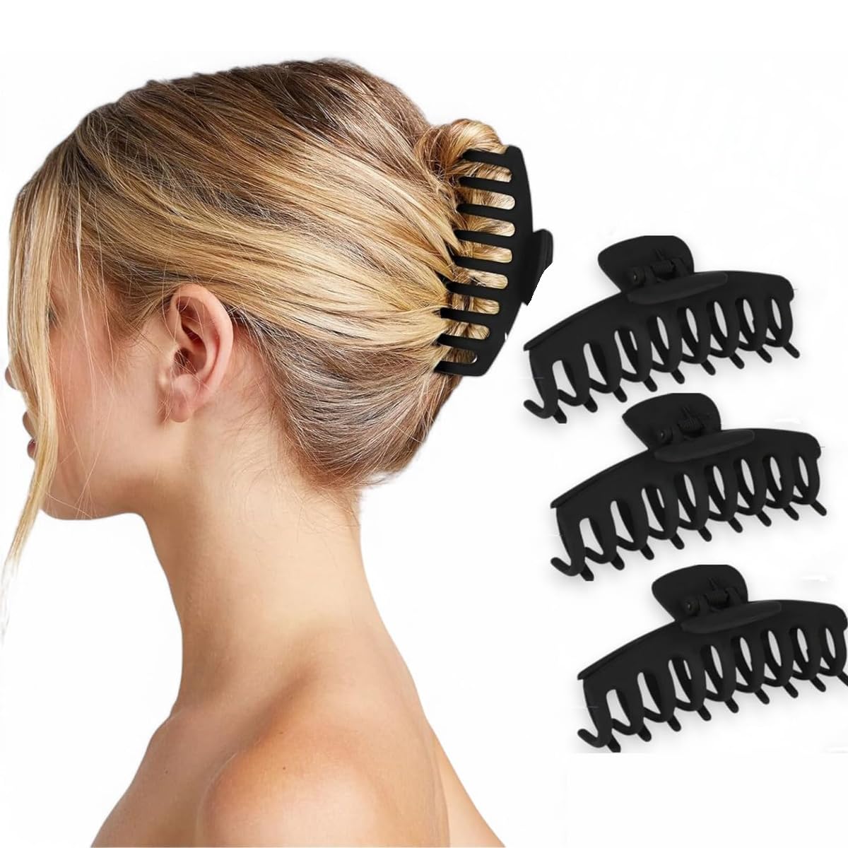 3' lü Mandal Kadın Saç Tokası Siyah