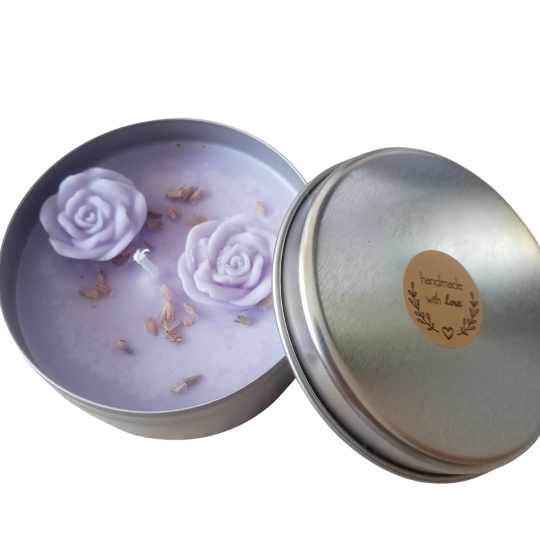 Faveury Lavanta Kokulu Soya Mum – Çiftlerin Özel Anları İçin – El Yapımı, Aromaterapi, Metal Kutuda