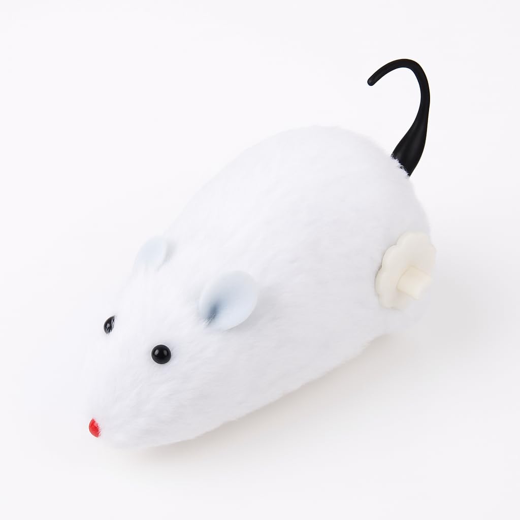 MADPET Beyaz Kurmalı Kedi Oyuncağı – Hareketli Fare Şeklinde Peluş Oyuncak – Kediler İçin Etkileşimli, Dayanıklı ve Av İçgüdüsünü Tetikleyen Eğlenceli Egzersiz Oyuncağı