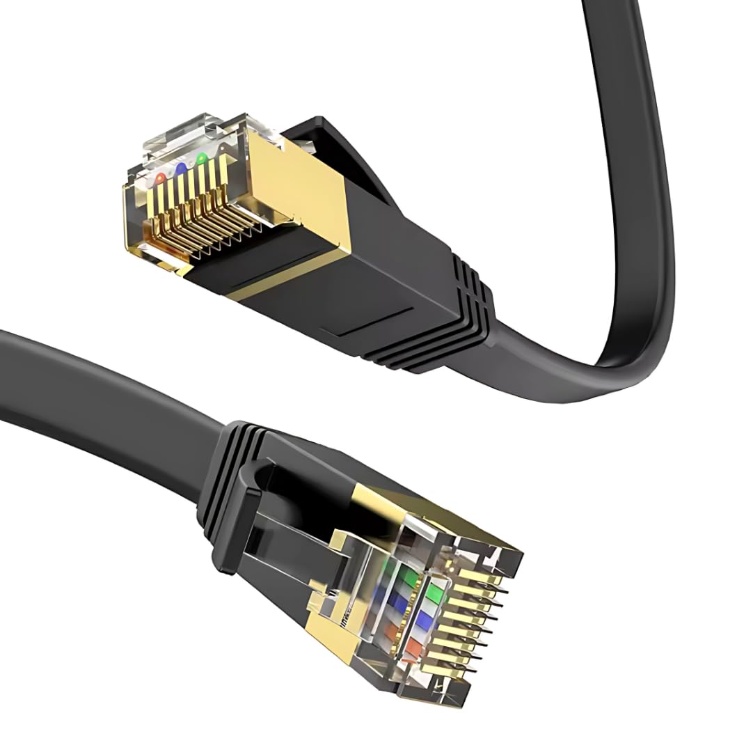Vetech CAT7 Ethernet Kablosu 10Gbps Premium İnternet Lan Kablo Flat Modem Ağ Kablosu (15 Metre)