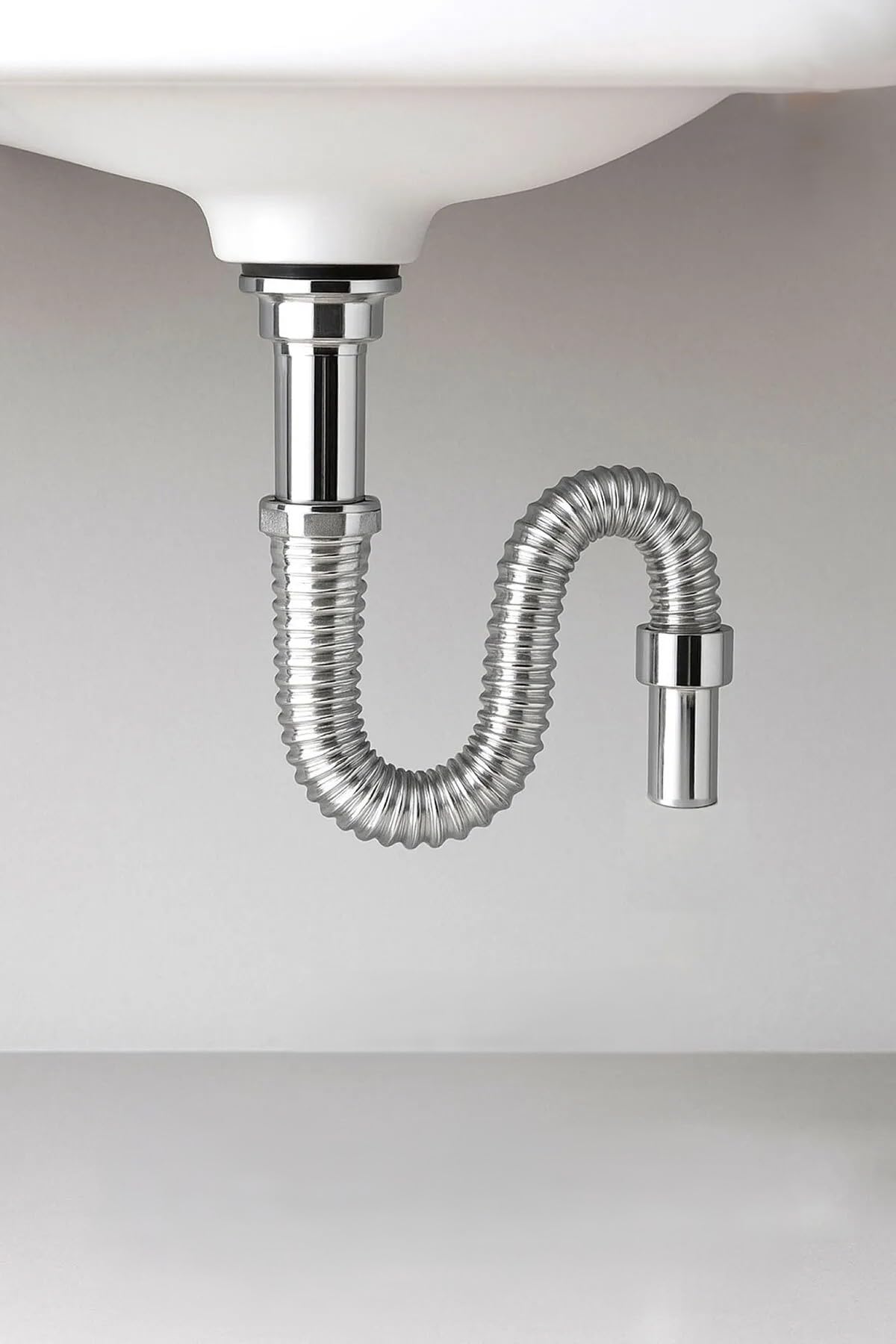 Orret Home 80 Cm Krom Körüklü Lavabo Gider Borusu – Esnek Metal Lavabo Sifon Hortumu, Uzatılabilir Gider Borusu, Banyo ve Mutfak Lavaboları İçin Dayanıklı Sifon Bağlantı Hortumu